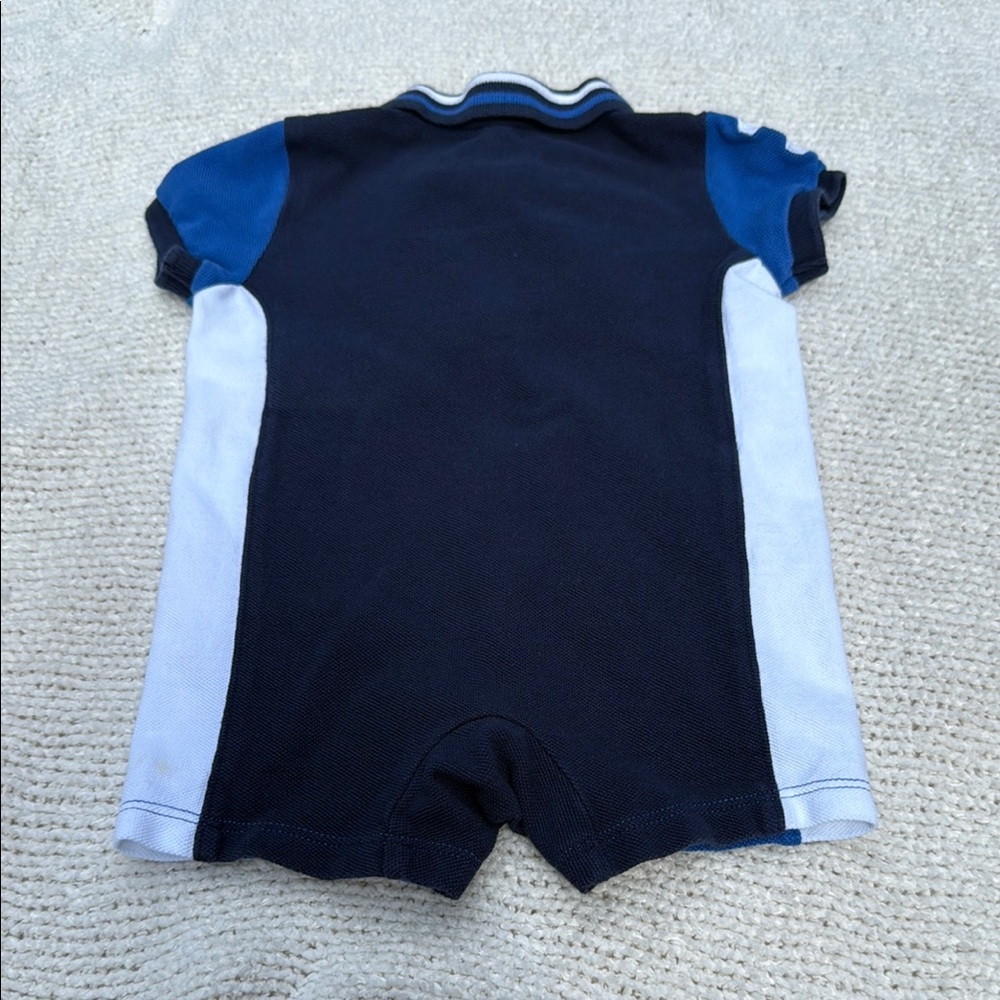 Ralph Lauren Blue and White Baby Polo Romper - Picture 4 of 4